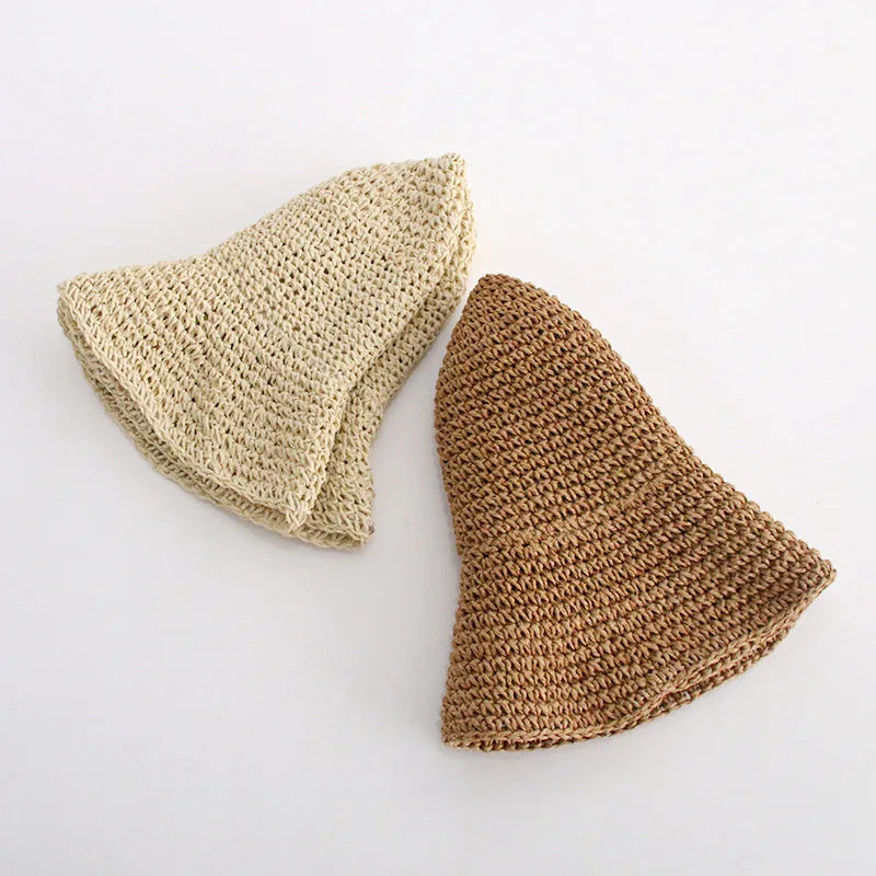 Handmade Straw Woven Retro Crochet Fisherman Hat Outdoor