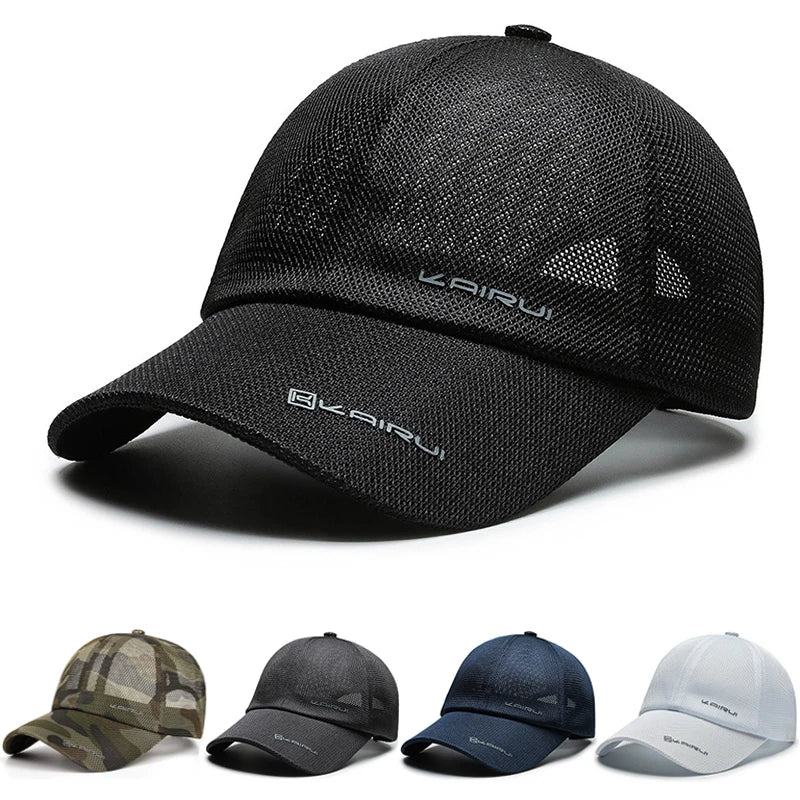 KAIRUI Breathable Full Mesh Hat Men Trendy Baseball Hat Hip Hop Outdoor Leisure Sports Sunshade Hat