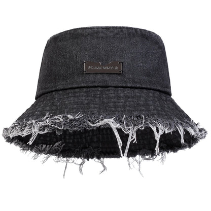Vintage Edge Holes Denim Bucket Hat