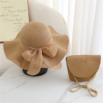 Women's Beach Set - Khaki Beige Sun Hat