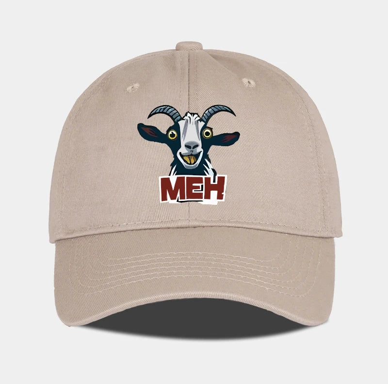 Goat Head MEH Print Soft Top Baseball Cap Soft Comfortable Breathable Adjustable Playful Quirky Trendy Fashionable Unisex