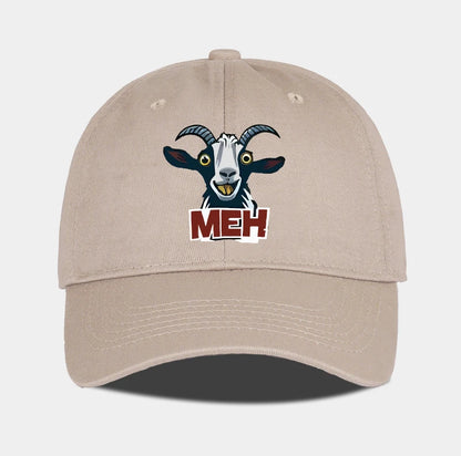 Goat Head MEH Print Soft Top Baseball Cap Soft Comfortable Breathable Adjustable Playful Quirky Trendy Fashionable Unisex