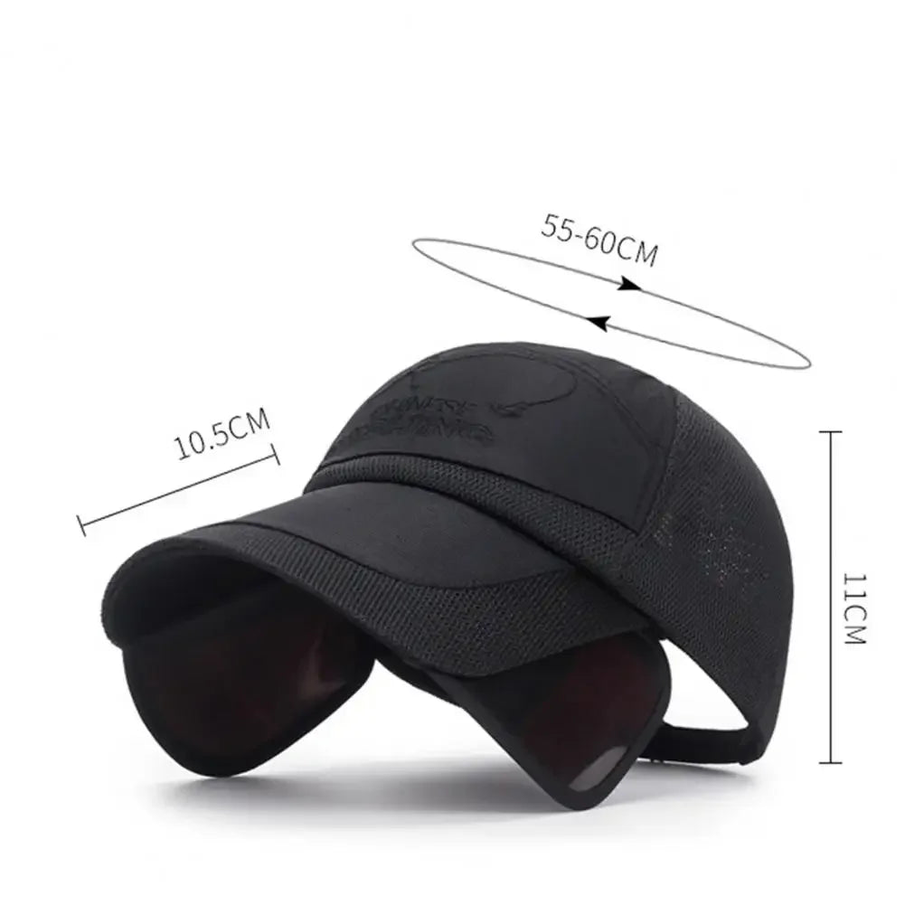Adjustable Sun Visor Hat Retractable Brim Fishing Cap Quick-Drying Breathable Mesh
