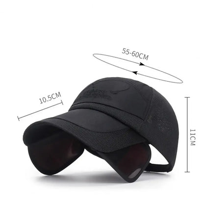Adjustable Sun Visor Hat Retractable Brim Fishing Cap Quick-Drying Breathable Mesh