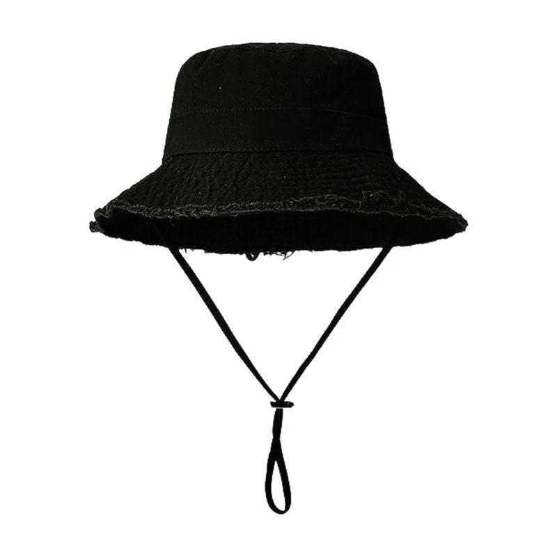 100% Cotton Washed Frayed Edge Bucket Hat