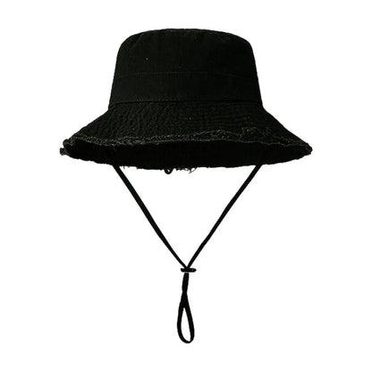 100% Cotton Washed Frayed Edge Bucket Hat