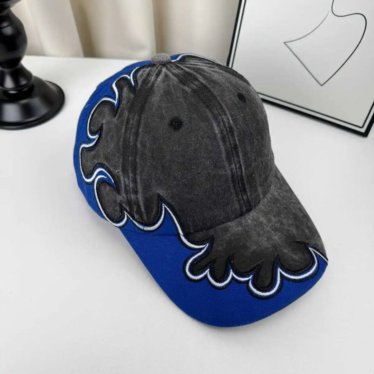 Vintage Washed Embroidery Baseball Cap Wide Brim