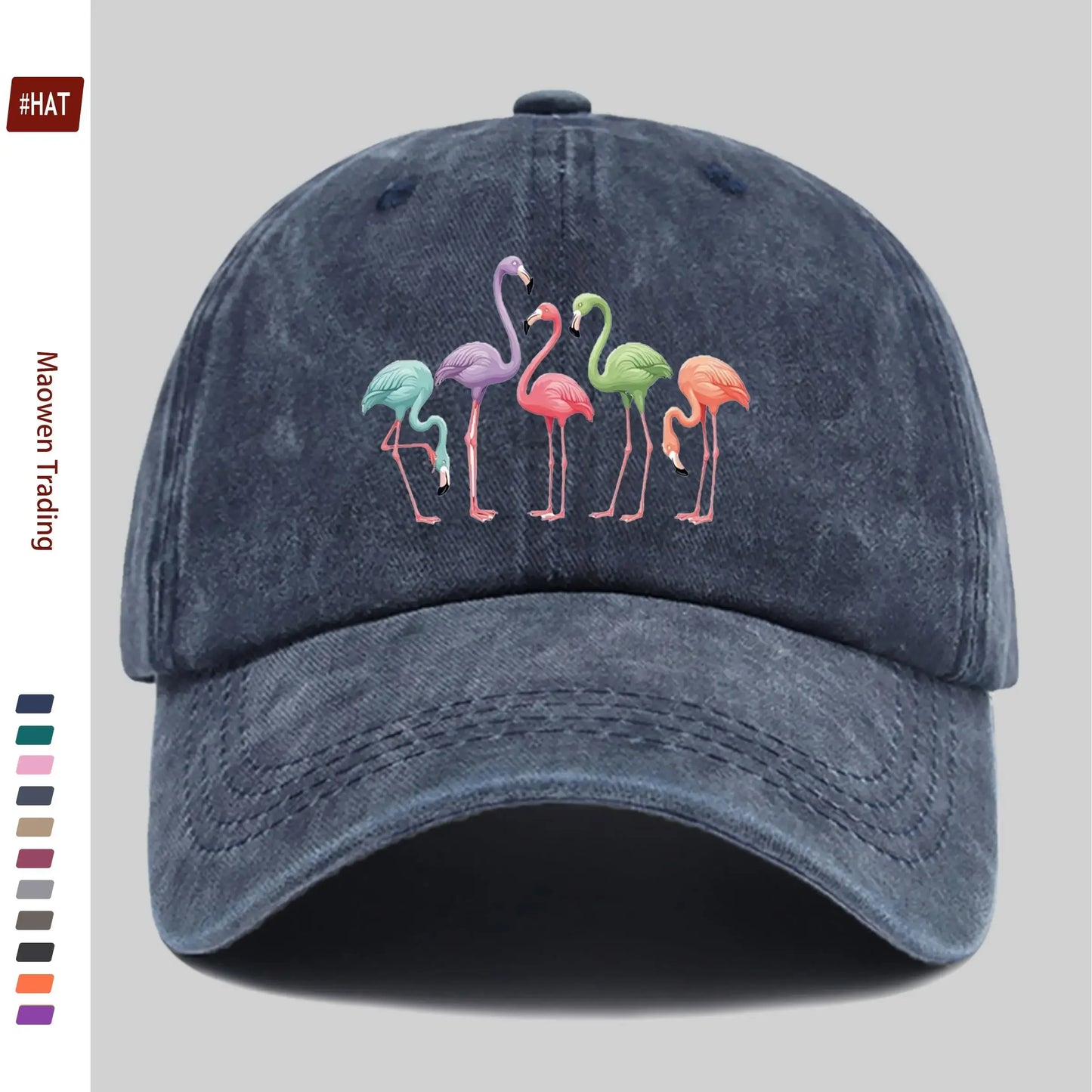 Colorful Flamingo Print Baseball Hat