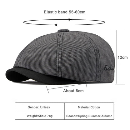 Casual Newsboy Caps Men Cotton Flat Cap Octagonal Hats