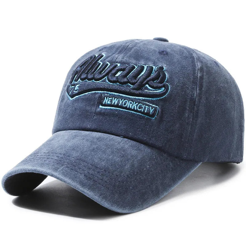 Retro Baseball Cap With 3D Embroidery “Always” – Unstructured Distressed Hat