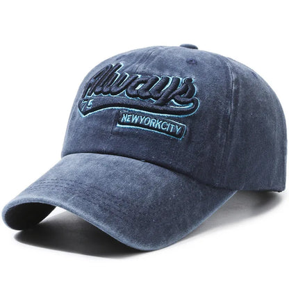 Retro Baseball Cap With 3D Embroidery “Always” – Unstructured Distressed Hat