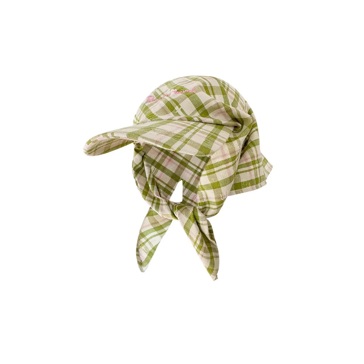Vintage Plaid Strap Headscarf Hat Sunscreen Baseball Cap