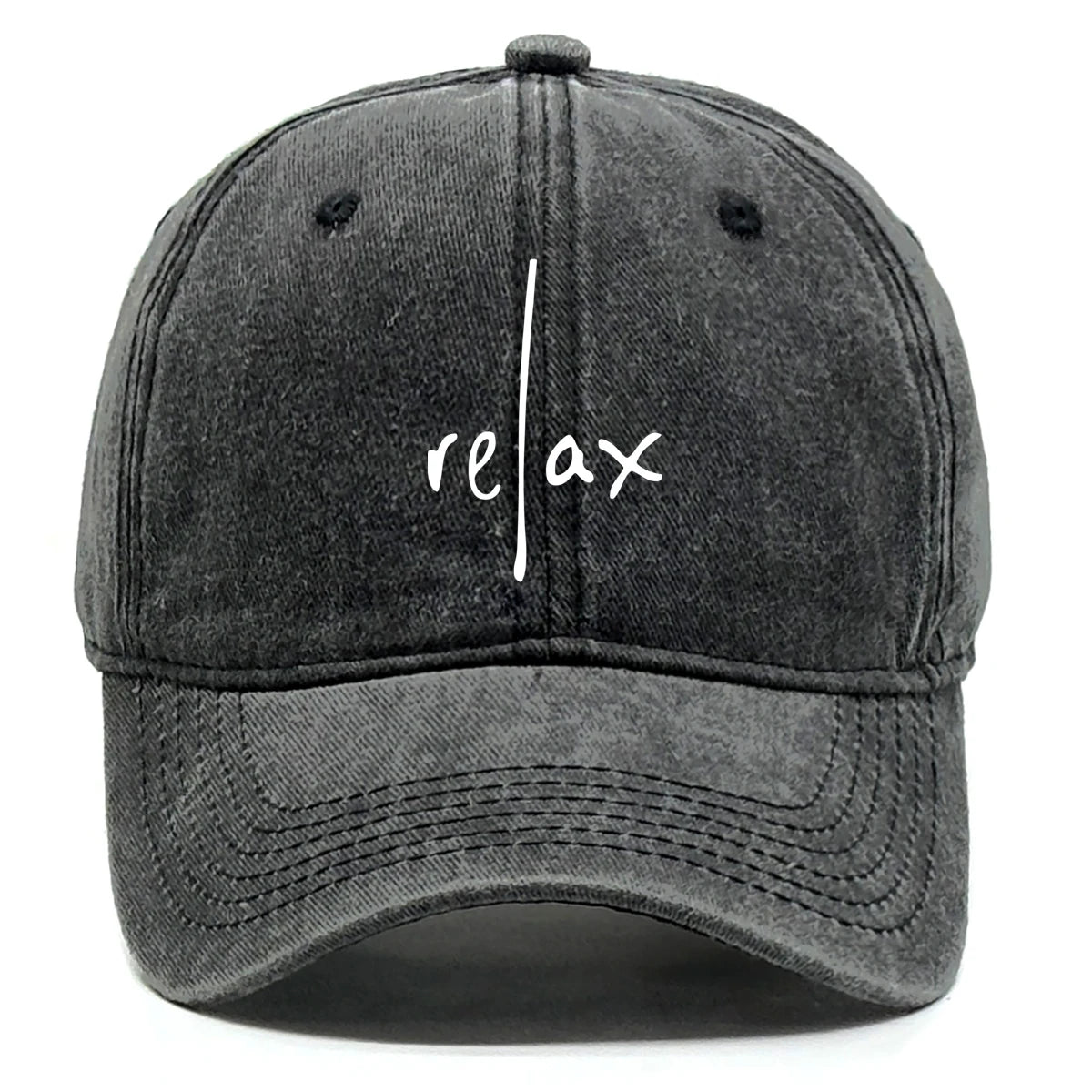 Washed Cotton Snapback Baseball Hat Artistic Text Relax Snapback Hat