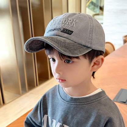 Retro Letter Kids Baseball Cap Fashion Color Block Children Peaked Hat  Sunshade Visors Sport Duck Caps