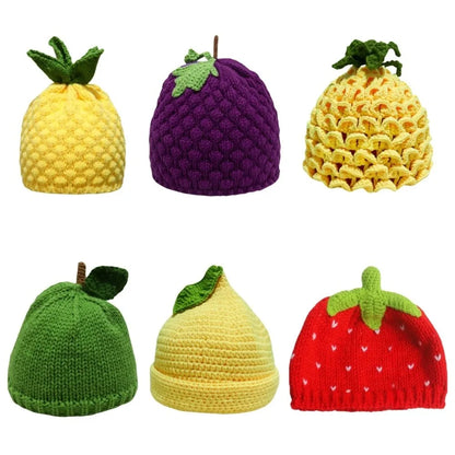 Lemon Creative Knitted Fruit Hat Warm Thick Strawberry Pullover Cap