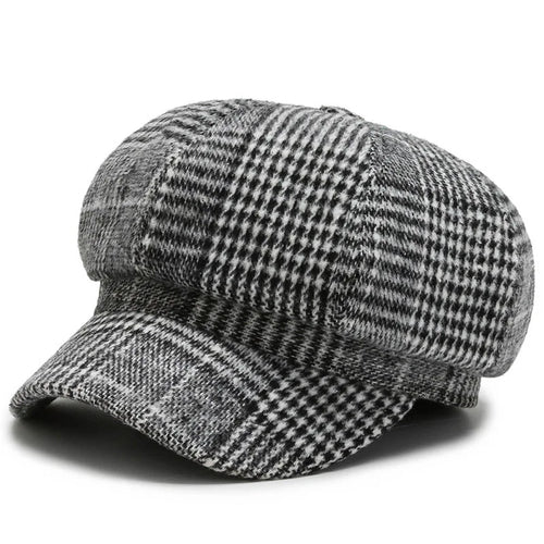 Panama Caps Women's Houndstooth Octagonal Beret