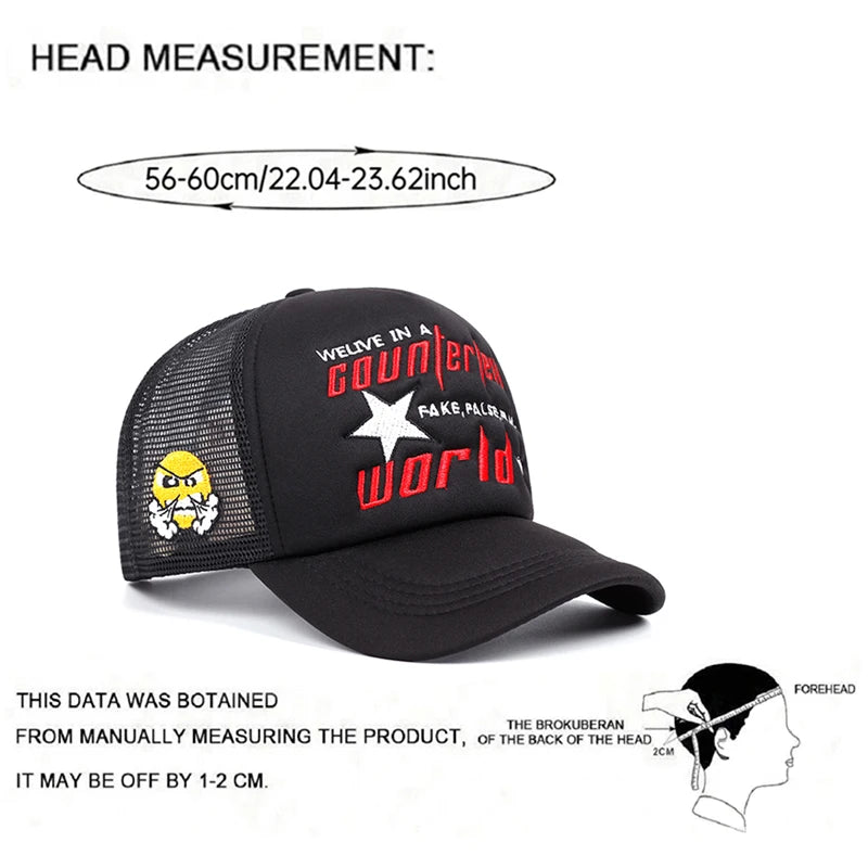 Creative Baseball Hat World Letter Anger Embroidered Hip Hop Hat