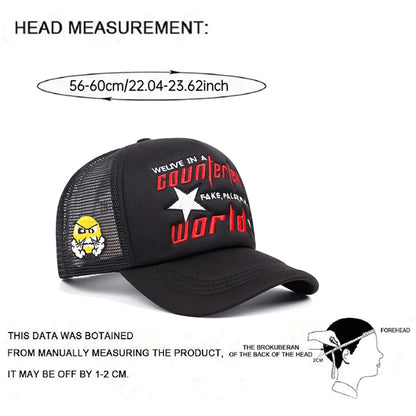 Creative Baseball Hat World Letter Anger Embroidered Hip Hop Hat