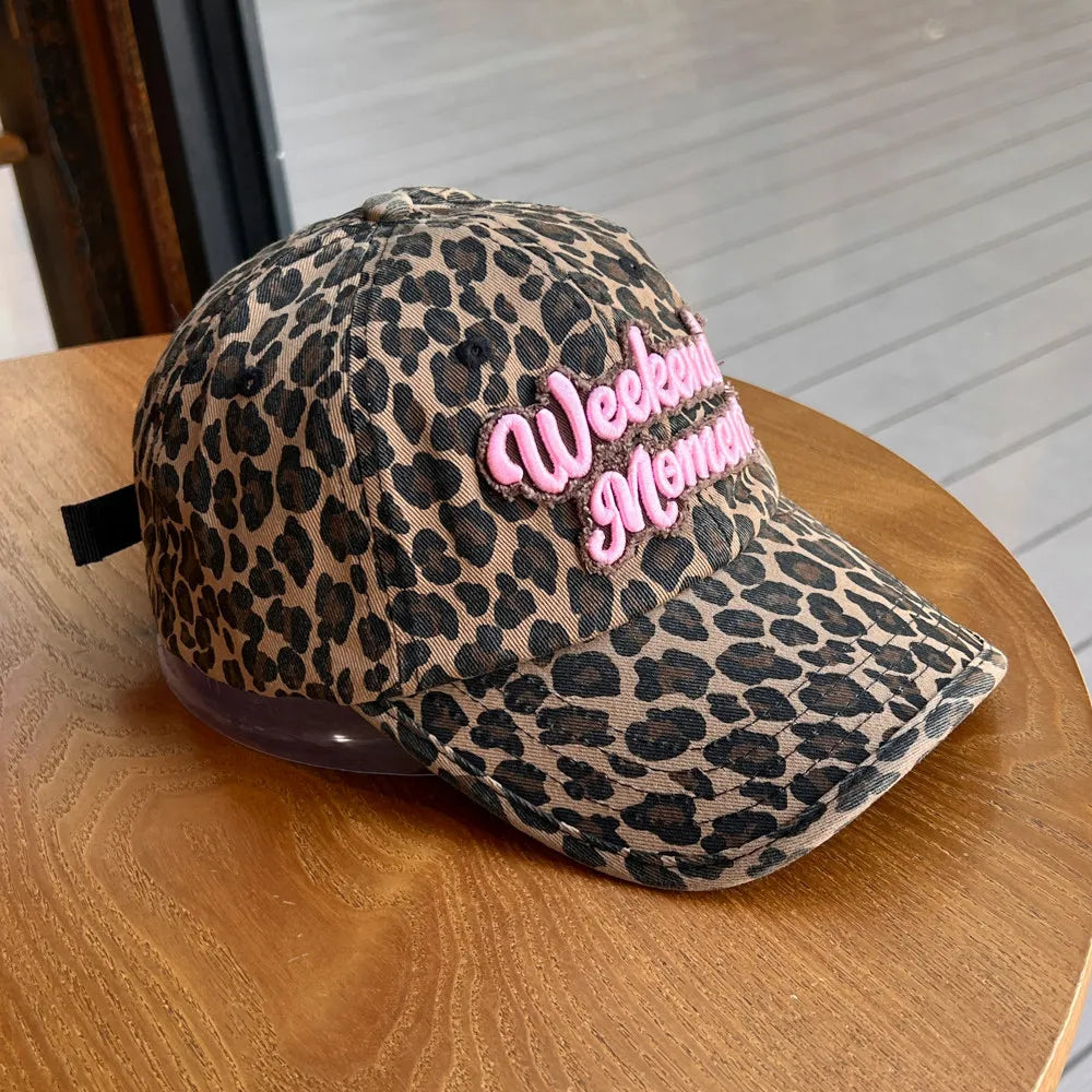 Y2K Retro Leopard Print Fisherman Hat Baseball Cap