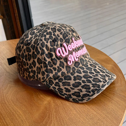 Y2K Retro Leopard Print Fisherman Hat Baseball Cap