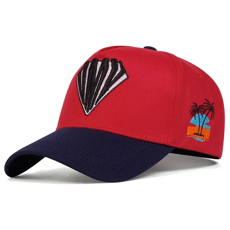 Unisex Diamond Embroidered Side Coconut Tree Baseball Caps