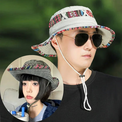 Summer Bucket Hats Retro Printing Cowboy Cap Men Women