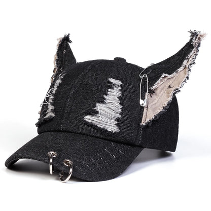 Unisex Cute Ear Design Iron Ring Cowboy Baseball Caps
