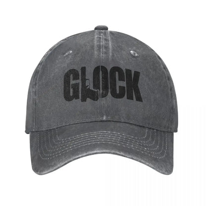 Glock Tactical Shooting Gun Baseball Caps Distressed Denim Snapback Cap