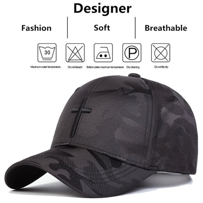 Unisex Cross Embroidery Camouflage Baseball Caps