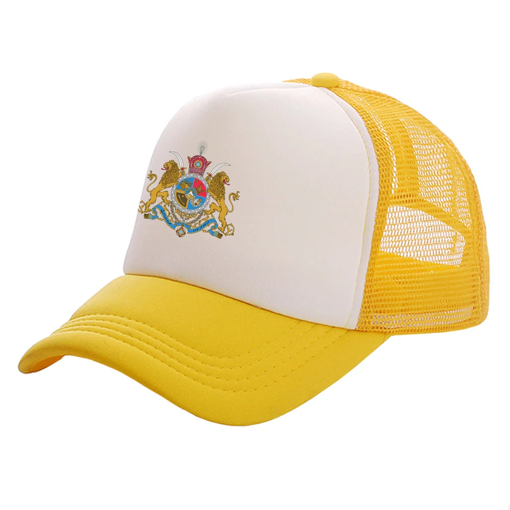 Men Iran Imperial Flag Hat Baseball Cap Cool Summer Unisex Mesh Net Caps