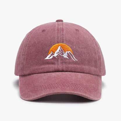 Unisex Embroidered Sunset Baseball Hat, Solid Color Adjustable Outdoor