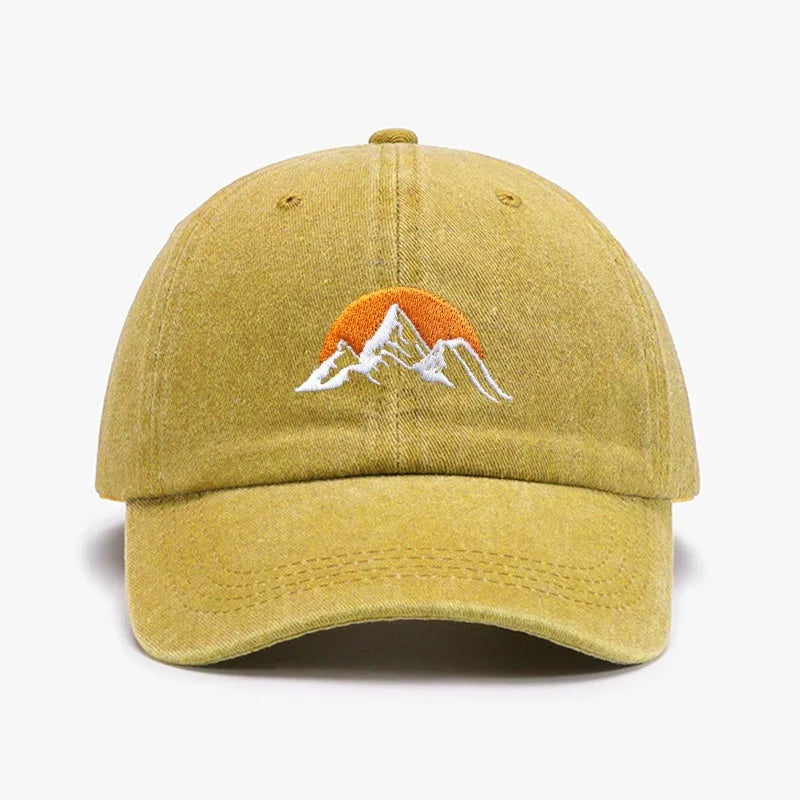 Unisex Embroidered Sunset Baseball Hat, Solid Color Adjustable Outdoor