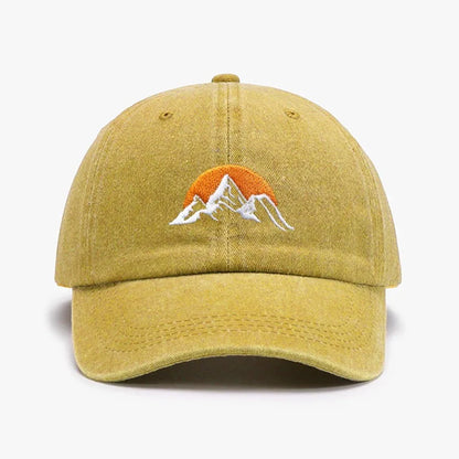 Unisex Embroidered Sunset Baseball Hat, Solid Color Adjustable Outdoor