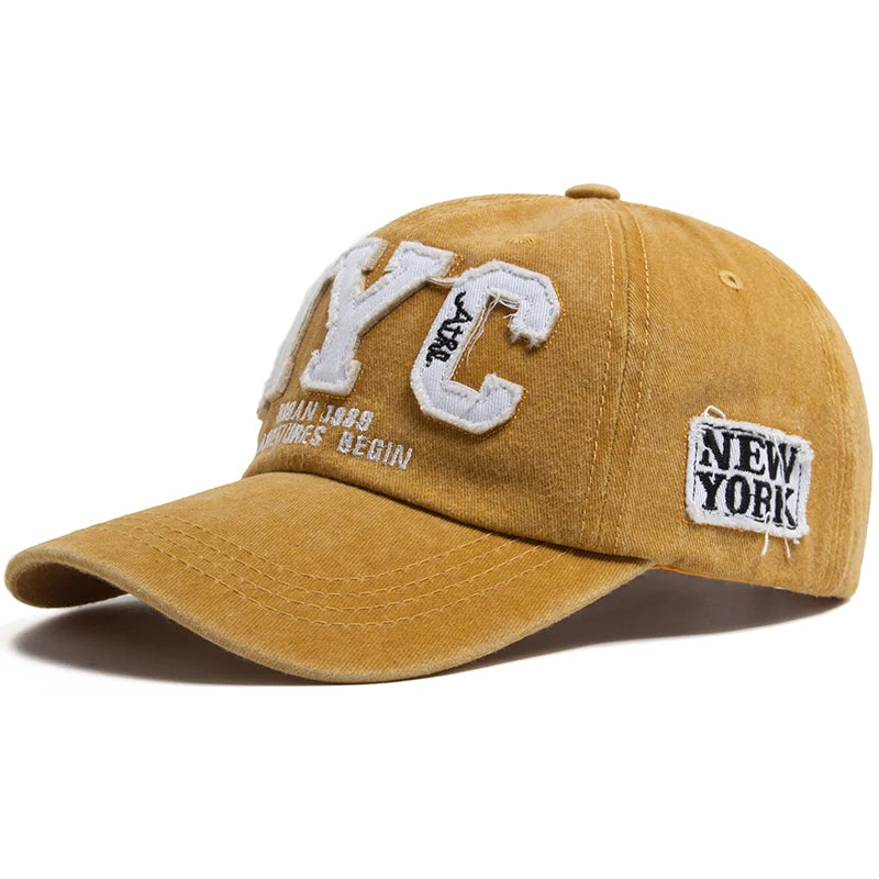 Men's Baseball Cap Vintage Cotton Washed Fashion Letter NYC Caps For Women Spring Autumn