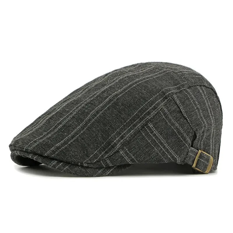 Summer Cotton Striped Print Newsboy Caps Men Flat Cap Women Painter Beret Hats