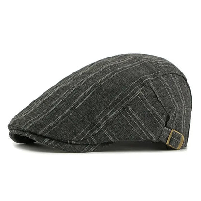 Summer Cotton Striped Print Newsboy Caps Men Flat Cap Women Painter Beret Hats