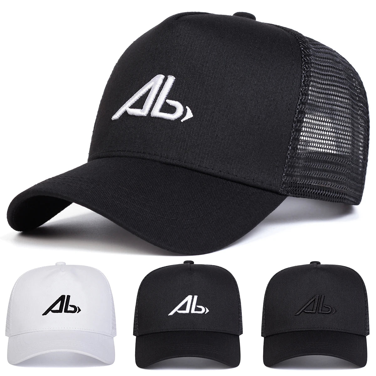 Unisex AB Letter Embroidery Baseball Net Caps