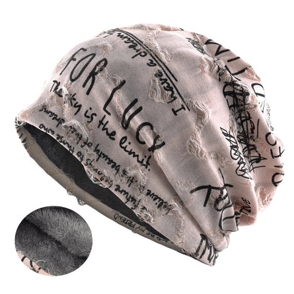 Letter Print Beanie Hats For Women Men Vintage
