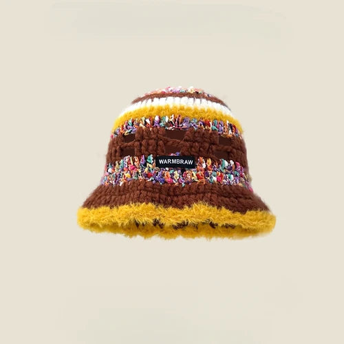 Dopamine Autumn Crochet Panama Cap Korean Handmade Bucket Hats