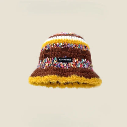 Dopamine Autumn Crochet Panama Cap Korean Handmade Bucket Hats