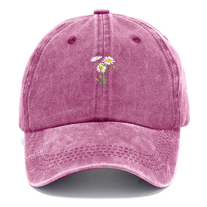 Embroidery Flowers Baseball Cap Washed Cotton Vintage Dad Hat