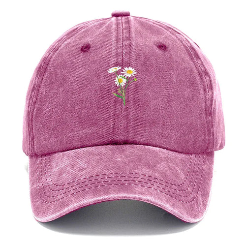 Embroidery Flowers Baseball Cap Washed Cotton Vintage Dad Hat