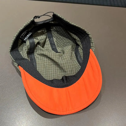 5 Panel Baseball Cap Short Brim Nylon Adjustable Drawstring Sun Hat