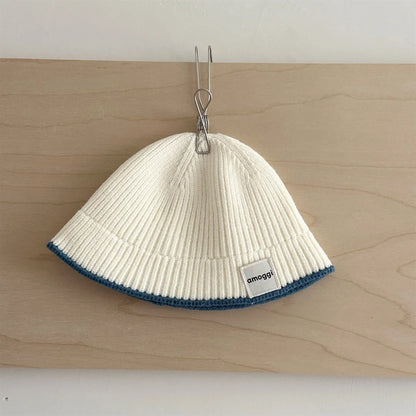 2026 Autumn Korean Baby Bucket Hat Letter Patch Solid Color Knit Hat