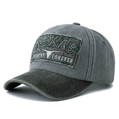 Hot Sale Unisex Washed Cotton Vintage Baseball Cap Texas Letter Embroidery