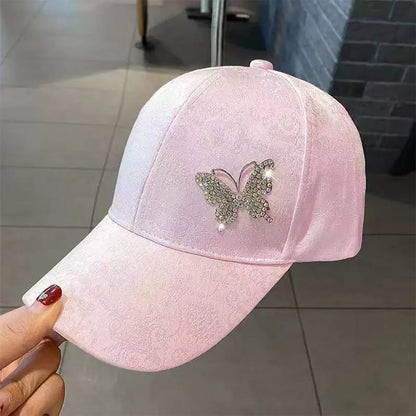 Unisex Rhinestone Butterfly Baseball Caps Spring Autumn