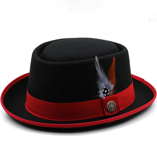 Pork Pie Hat Billycock Felt Small Brim Bowler Hat