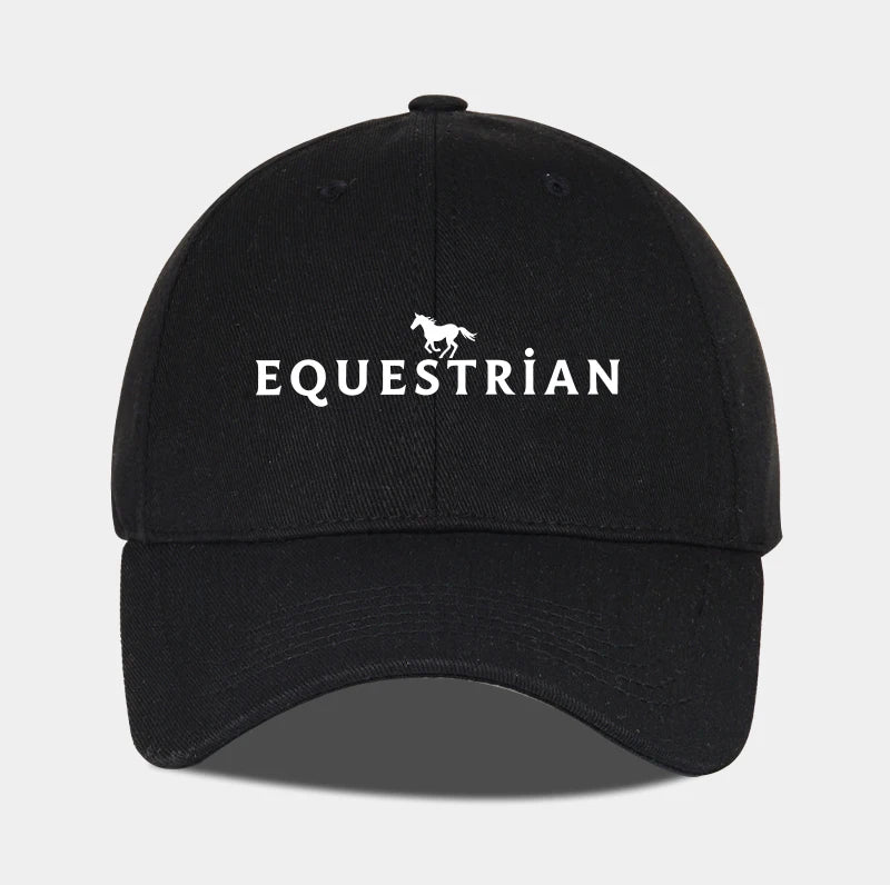 Equestrian Themed Horse Logo Print Soft Top Baseball Cap Soft Comfortable Breathable Adjustable Retro