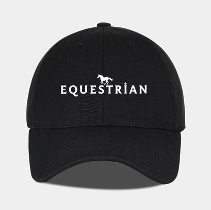 Equestrian Themed Horse Logo Print Soft Top Baseball Cap Soft Comfortable Breathable Adjustable Retro