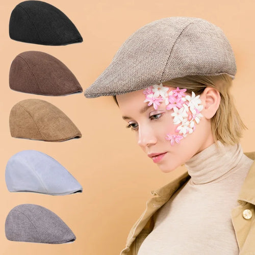 Breathable Linen Cotton Beret Hat Fashion Lightweight Beret Caps